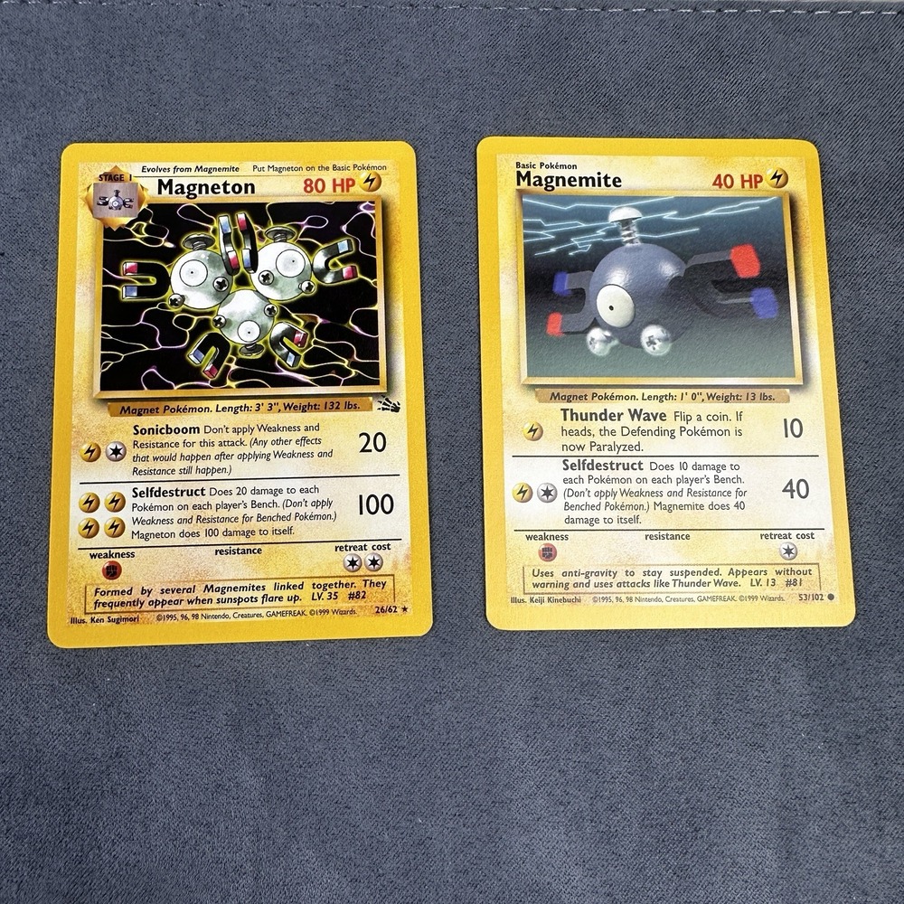 1999 Pokemon Magnemite 53/102 Base Set Magneton 26/62 Fossil Non-Holo Lot